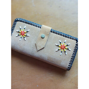 Leather beaded wallet